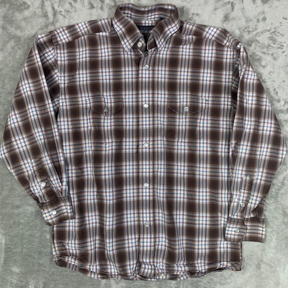 Rough Stock Other - Rough Stock by Panhandle Western Pearl Snap Shirt Boys M 10 Brown Plaid Cowboy